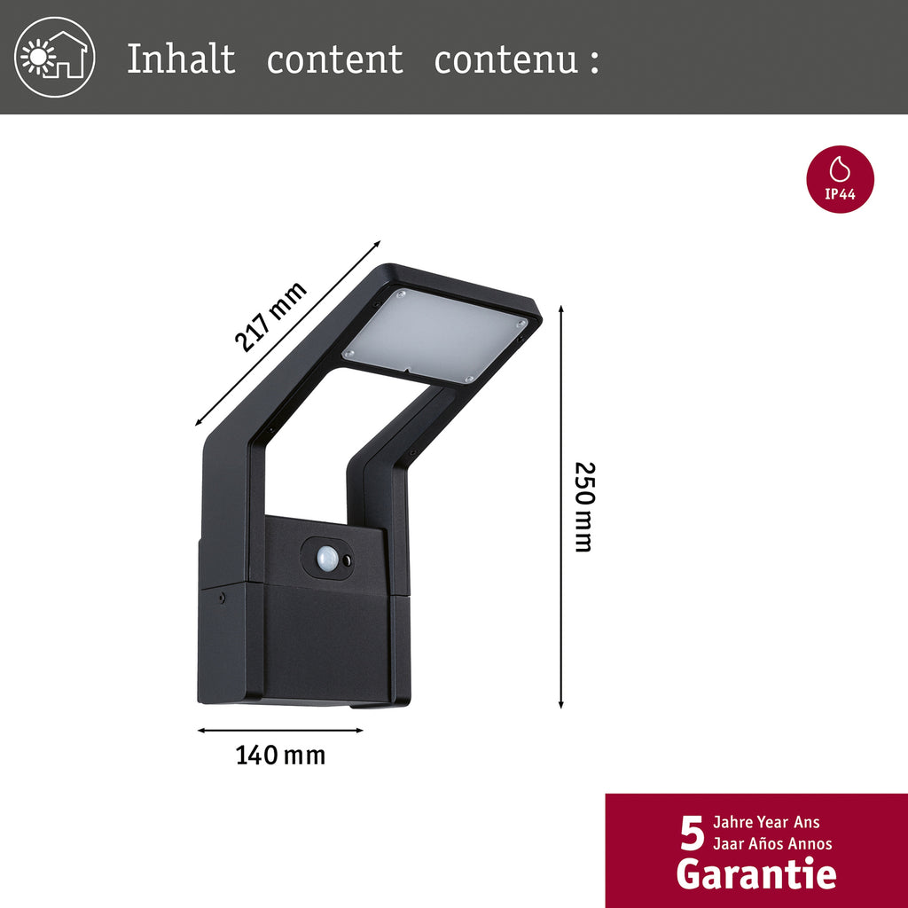 LED utevegglampe Juntea aluminium antrasitt sett fra siden