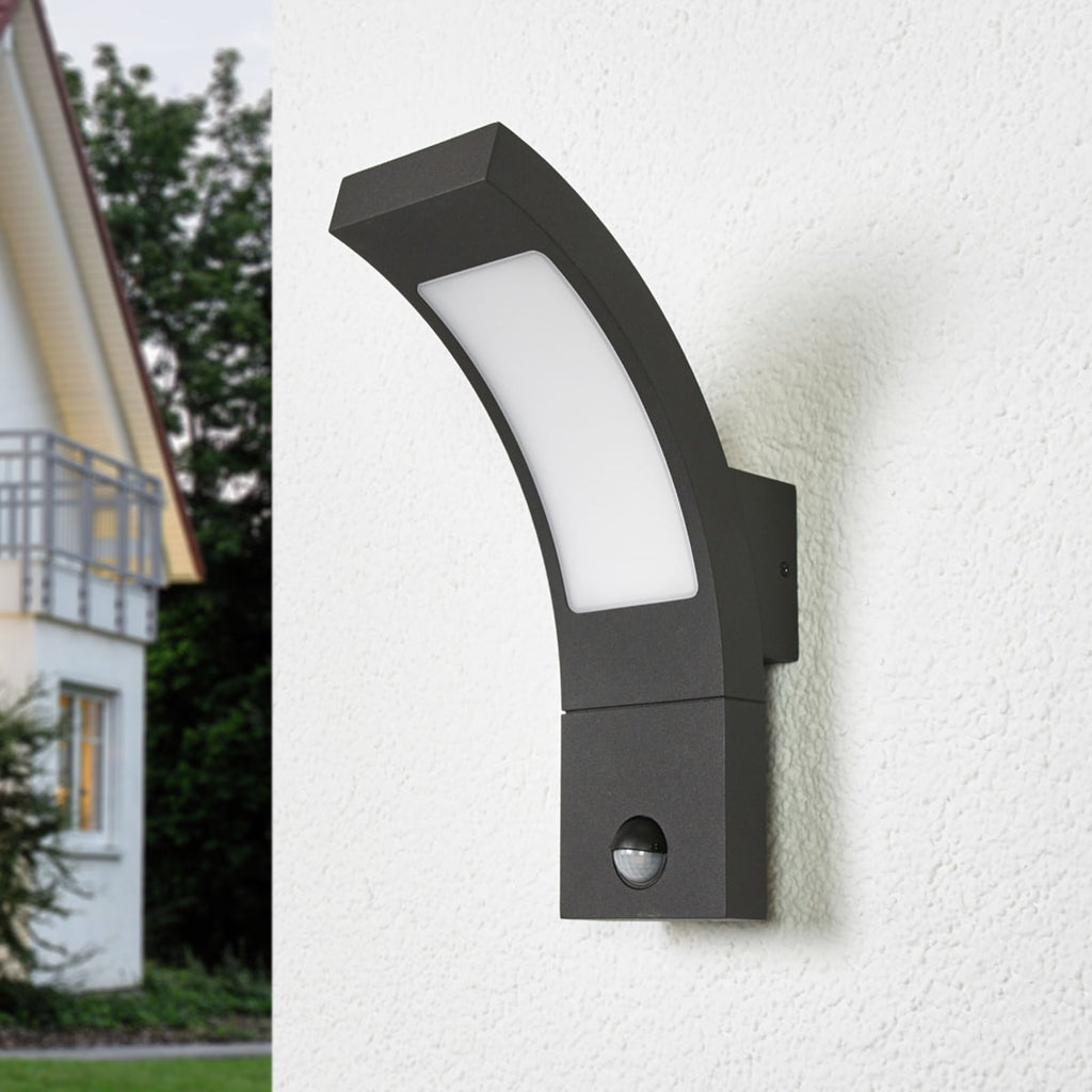 LED utevegglampe Juvia med bevegelsessensor grå bakside