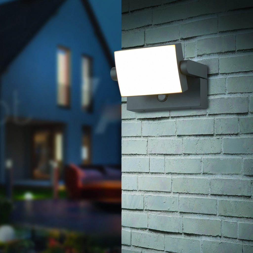 LED utevegglampe Kansas med bevegelsessensor antrasitt detalj