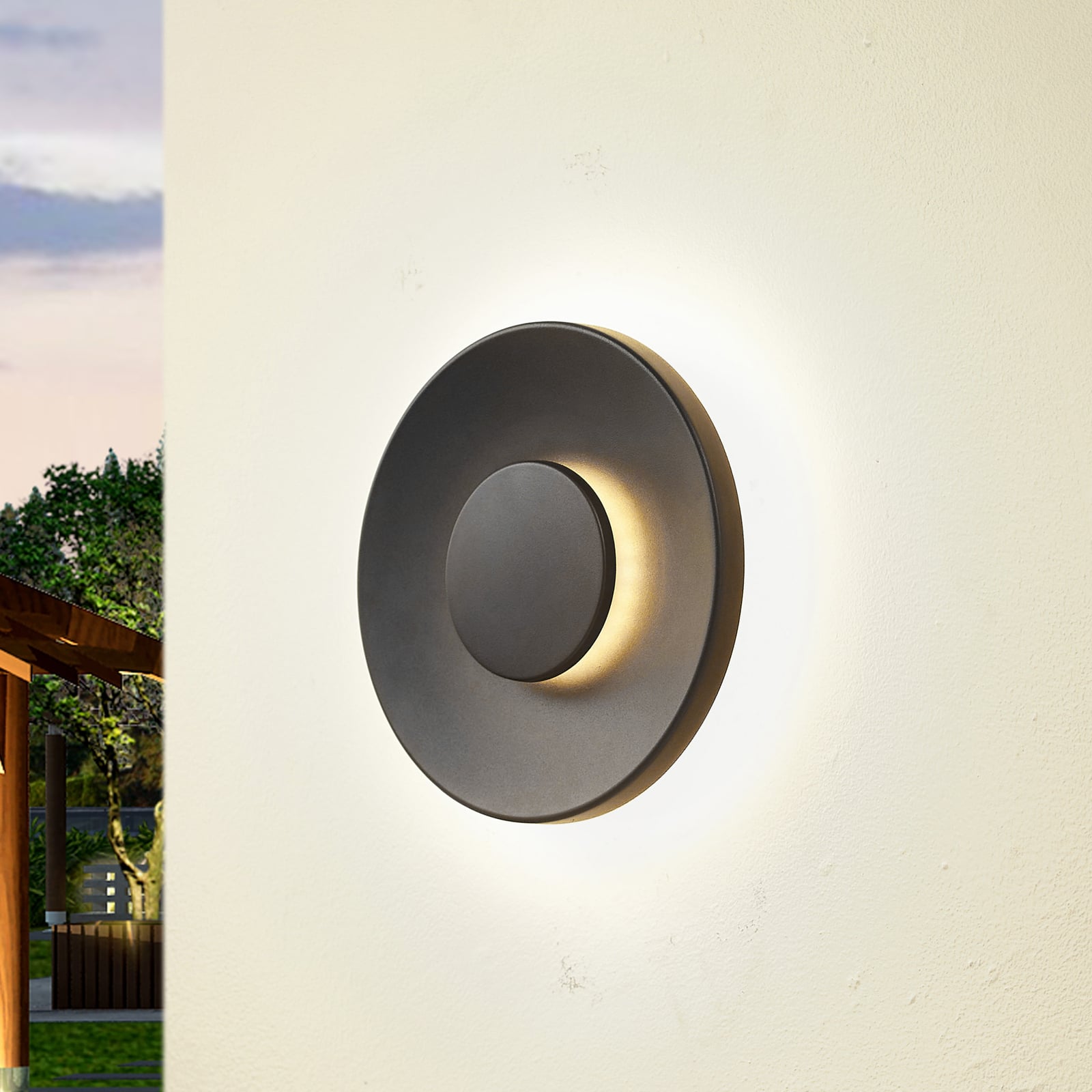 LED utevegglampe Kayana svart aluminium forfra