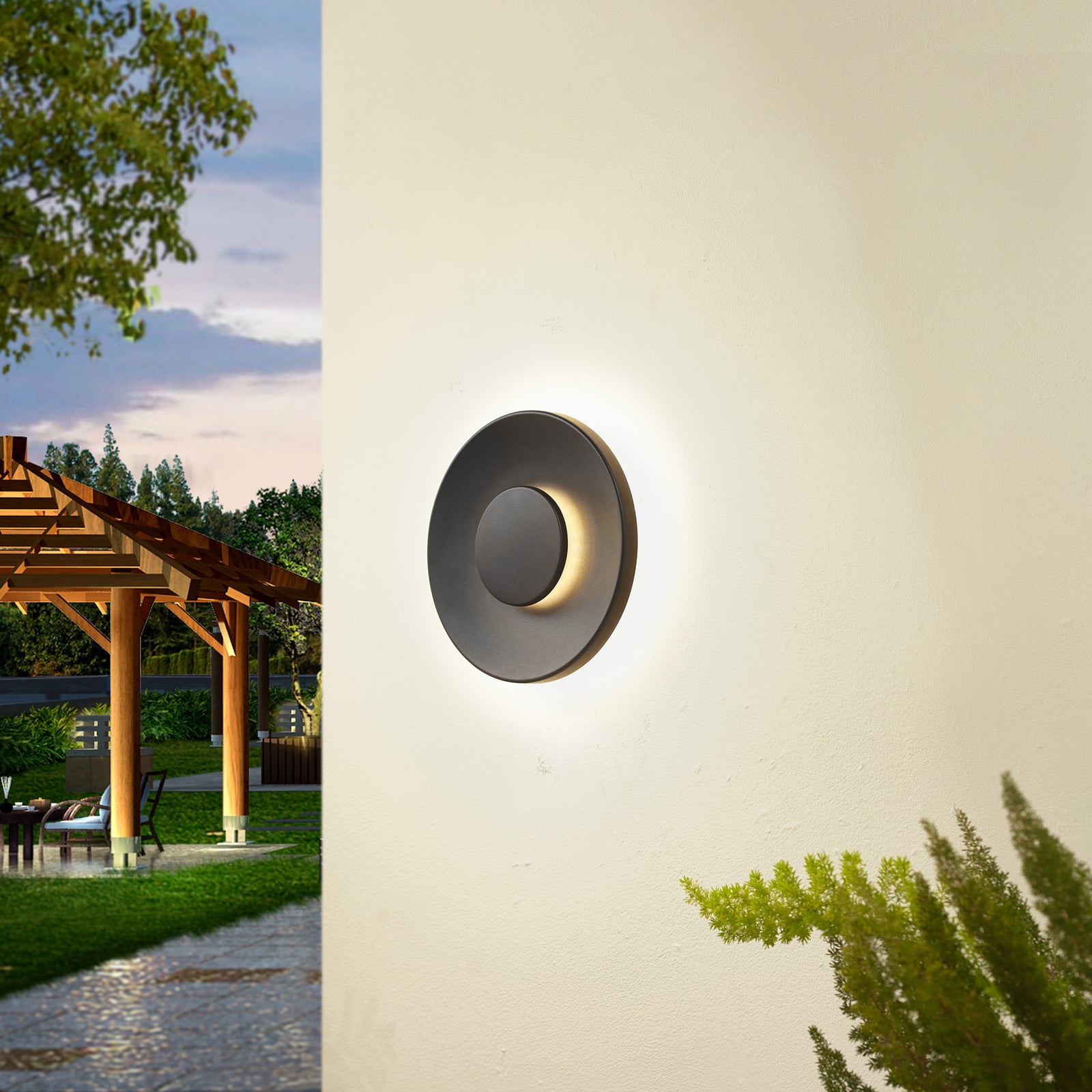 LED utevegglampe Kayana svart aluminium bakside