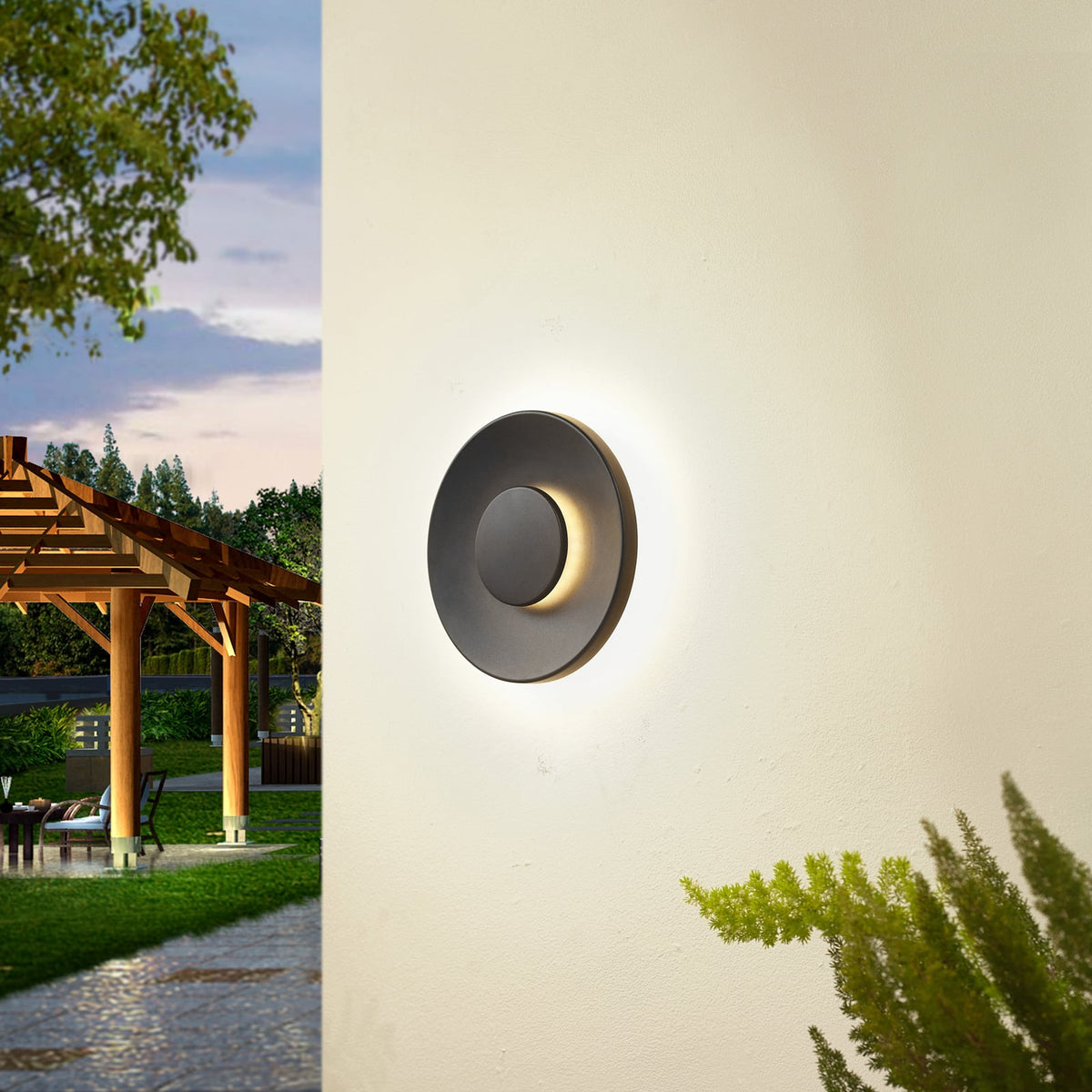 LED utevegglampe Kayana svart aluminium bakside
