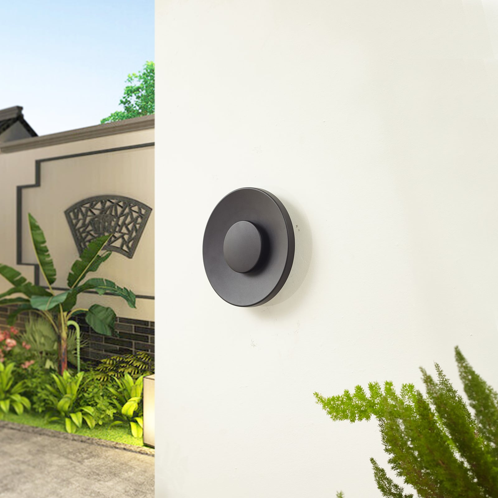 LED utevegglampe Kayana svart aluminium detalj