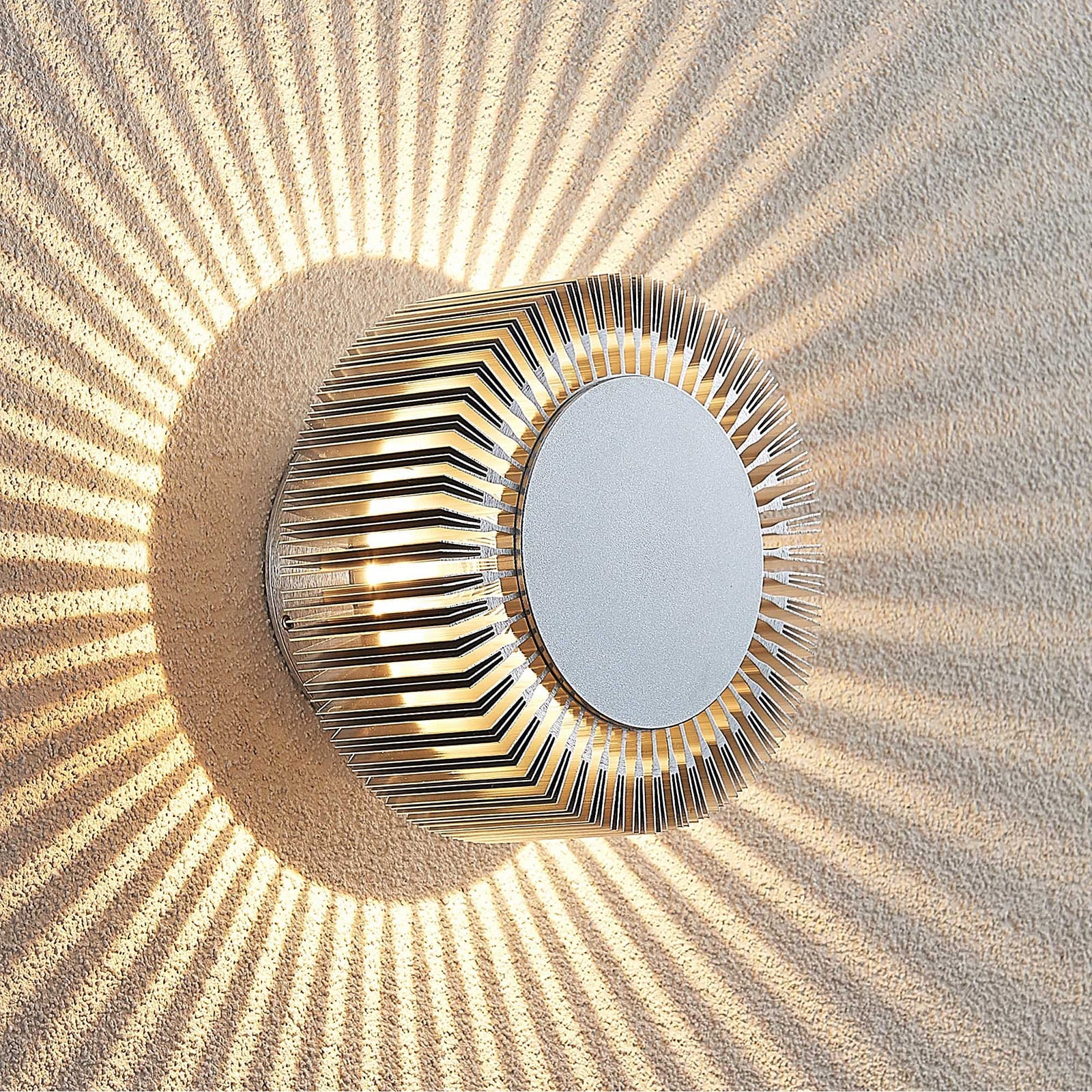 LED utevegglampe Keany rund aluminium forfra
