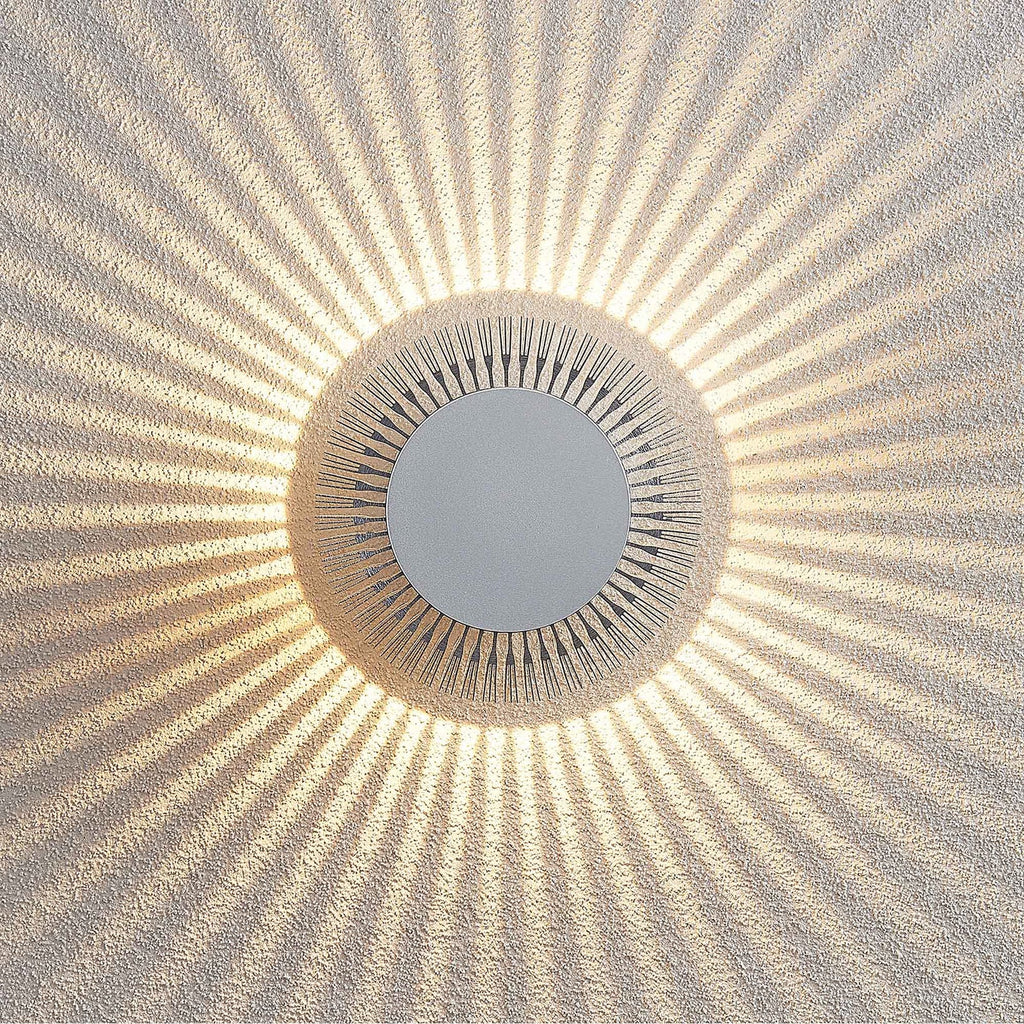 LED utevegglampe Keany rund aluminium nærbilde