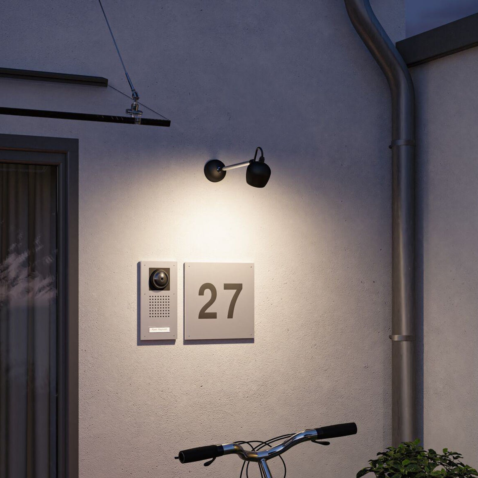 LED utevegglampe Kikolo Zigbee CCT dimbar antrasitt bakside