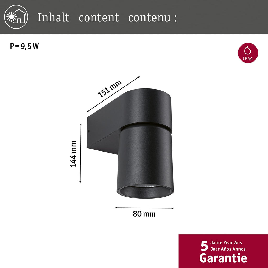 LED utevegglampe Kimu antrasitt 8W 2200K IP44 lysdetalj