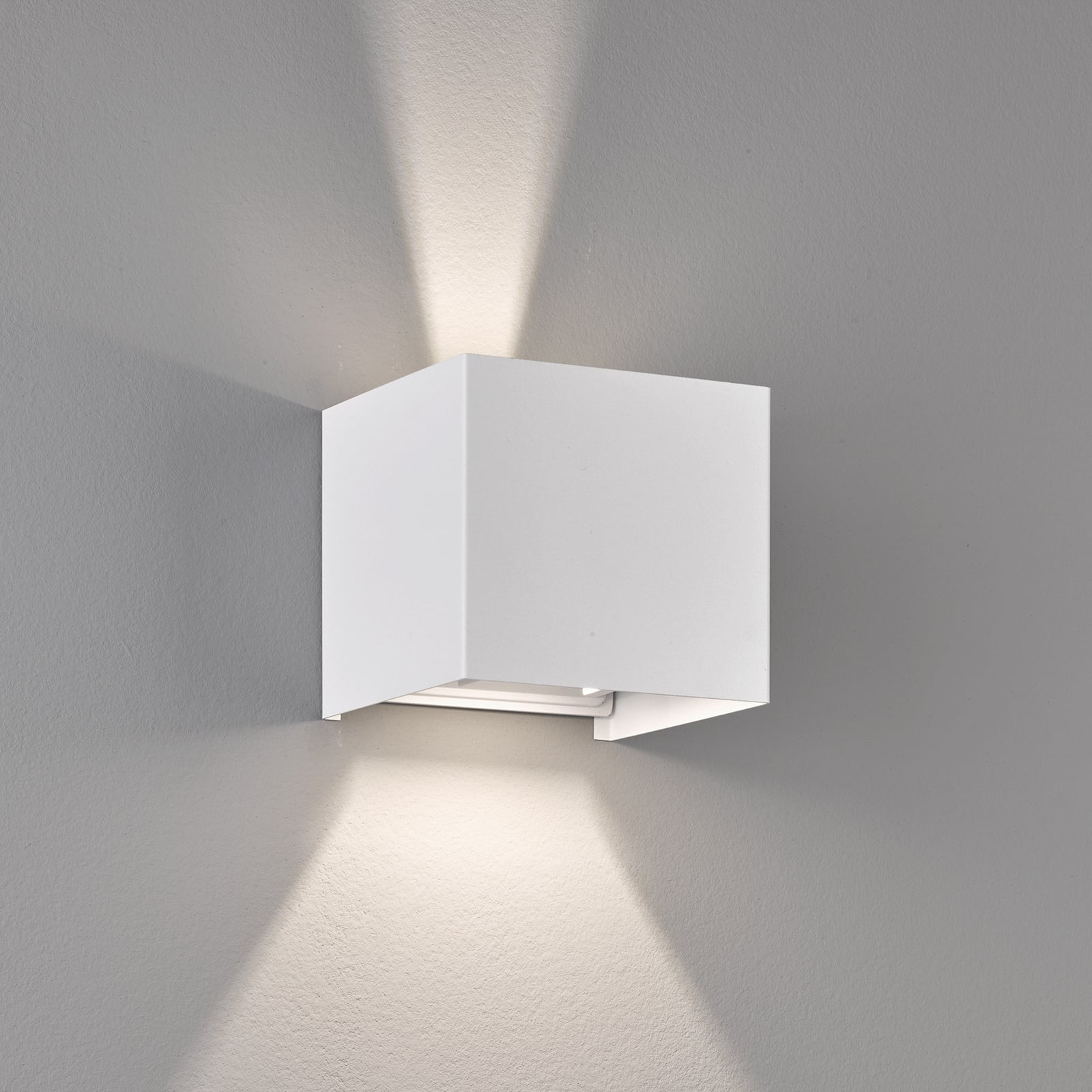 LED utevegglampe kubisk hvit 10W IP44 - FISCHER & HONSEL forfra
