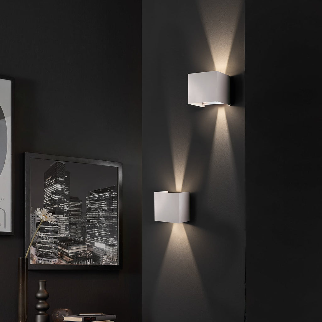 LED utevegglampe kubisk hvit 10W IP44 - FISCHER & HONSEL detalj av lampe