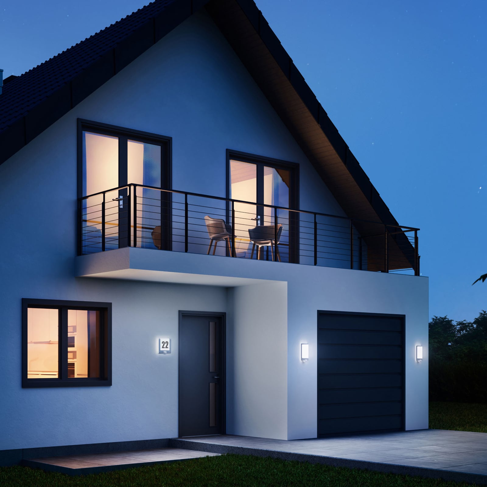 Detaljbilde av bevegelsessensor på LED utevegglampe L 240 S