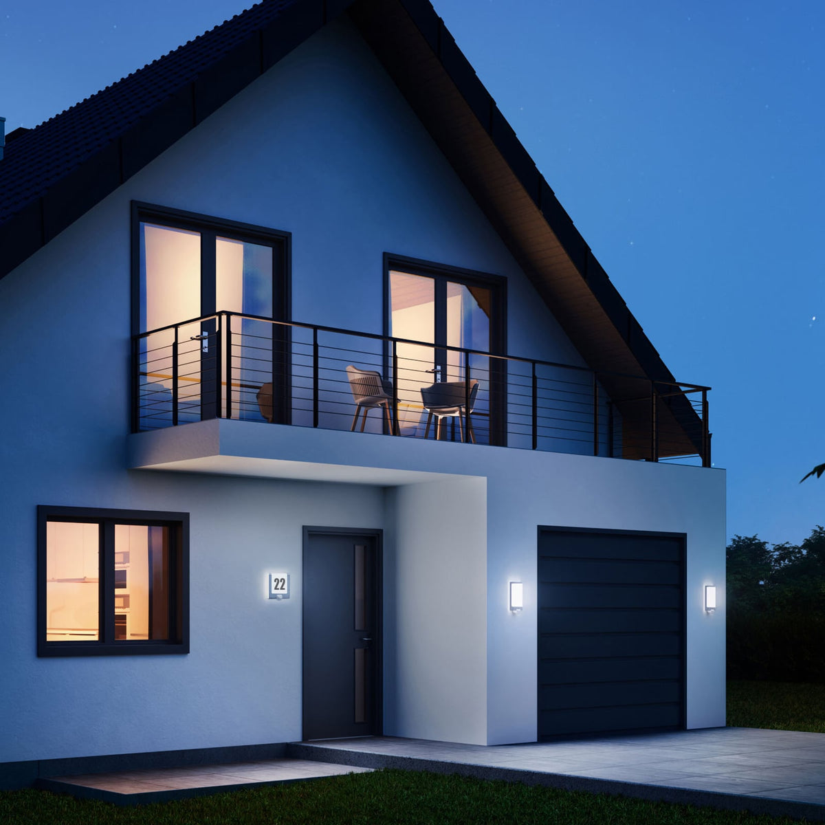 Detaljbilde av bevegelsessensor på LED utevegglampe L 240 S