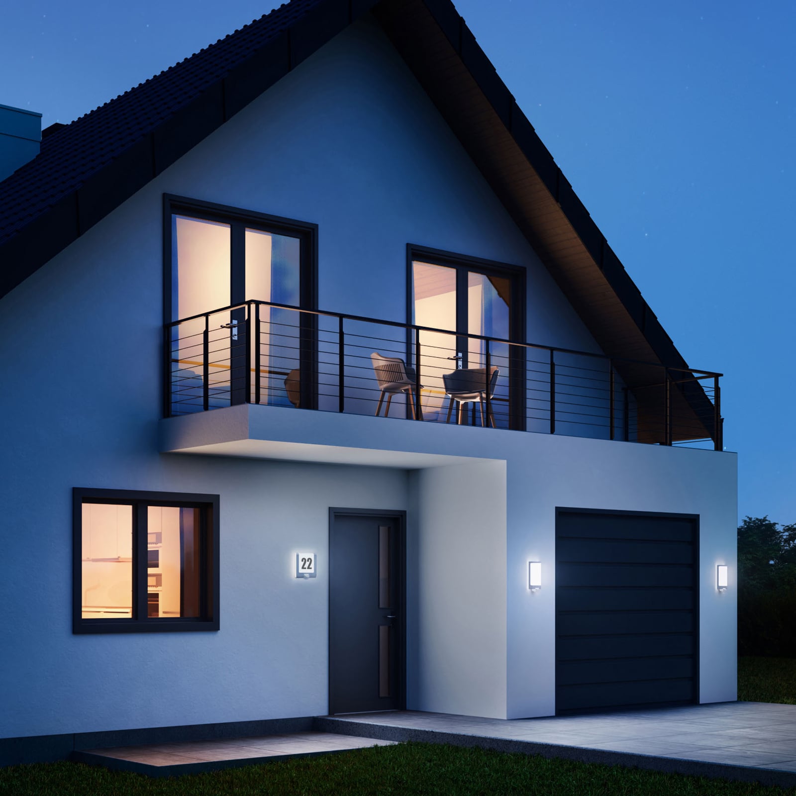 LED utevegglampe L 240 S med bevegelsessensor antrasitt detalj