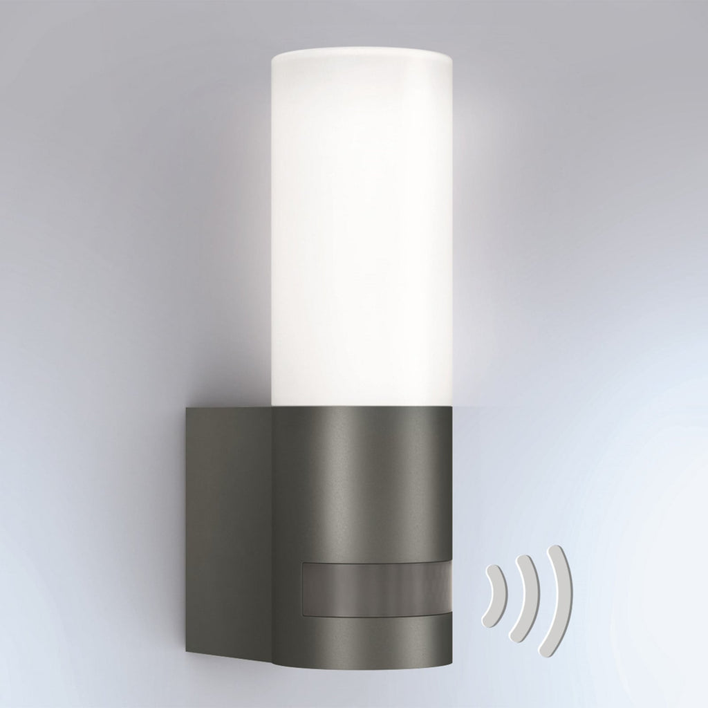 LED utevegglampe L 605 S med bevegelsessensor antrasitt IP44 forside