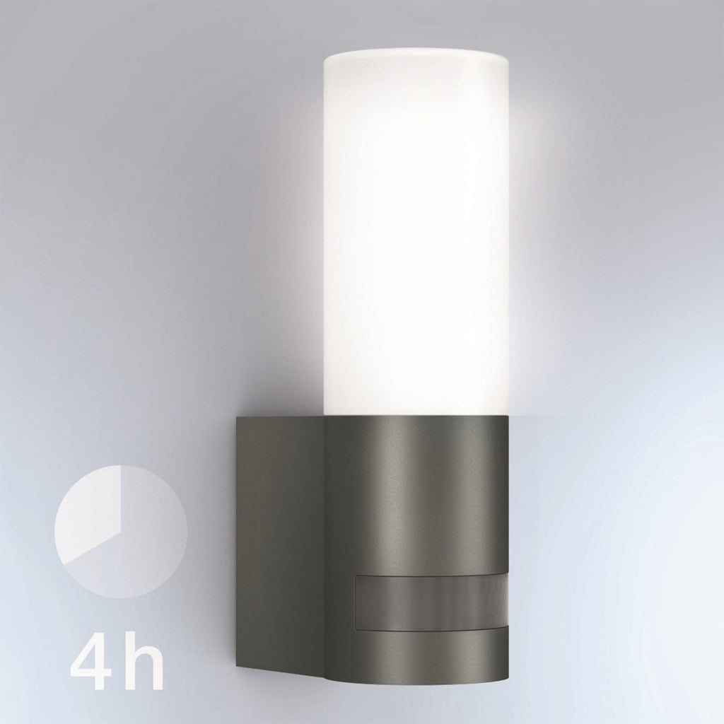 LED utevegglampe L 605 S med bevegelsessensor antrasitt IP44 monteringsdetalj