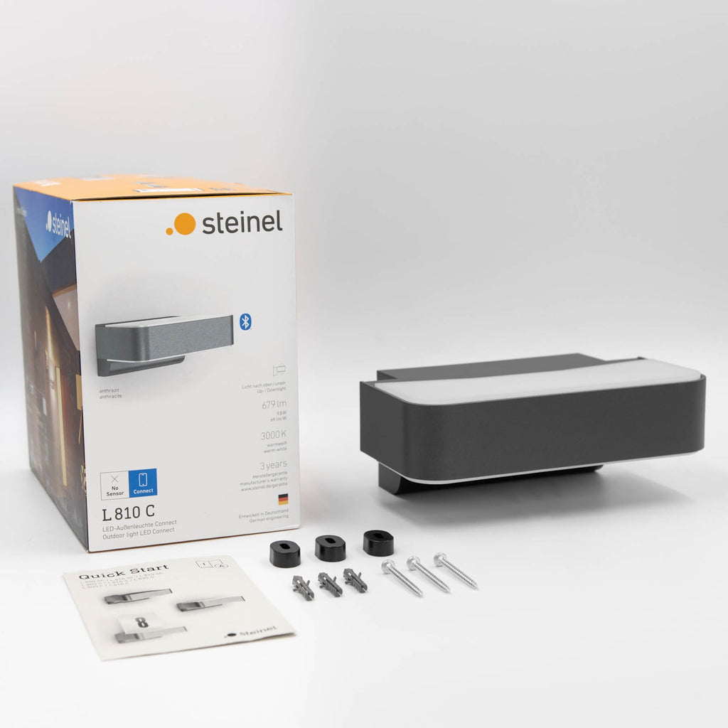 Nærbilde av materialet på LED utevegglampe L 810 C opp/ned Bluetooth IP44 antrasitt