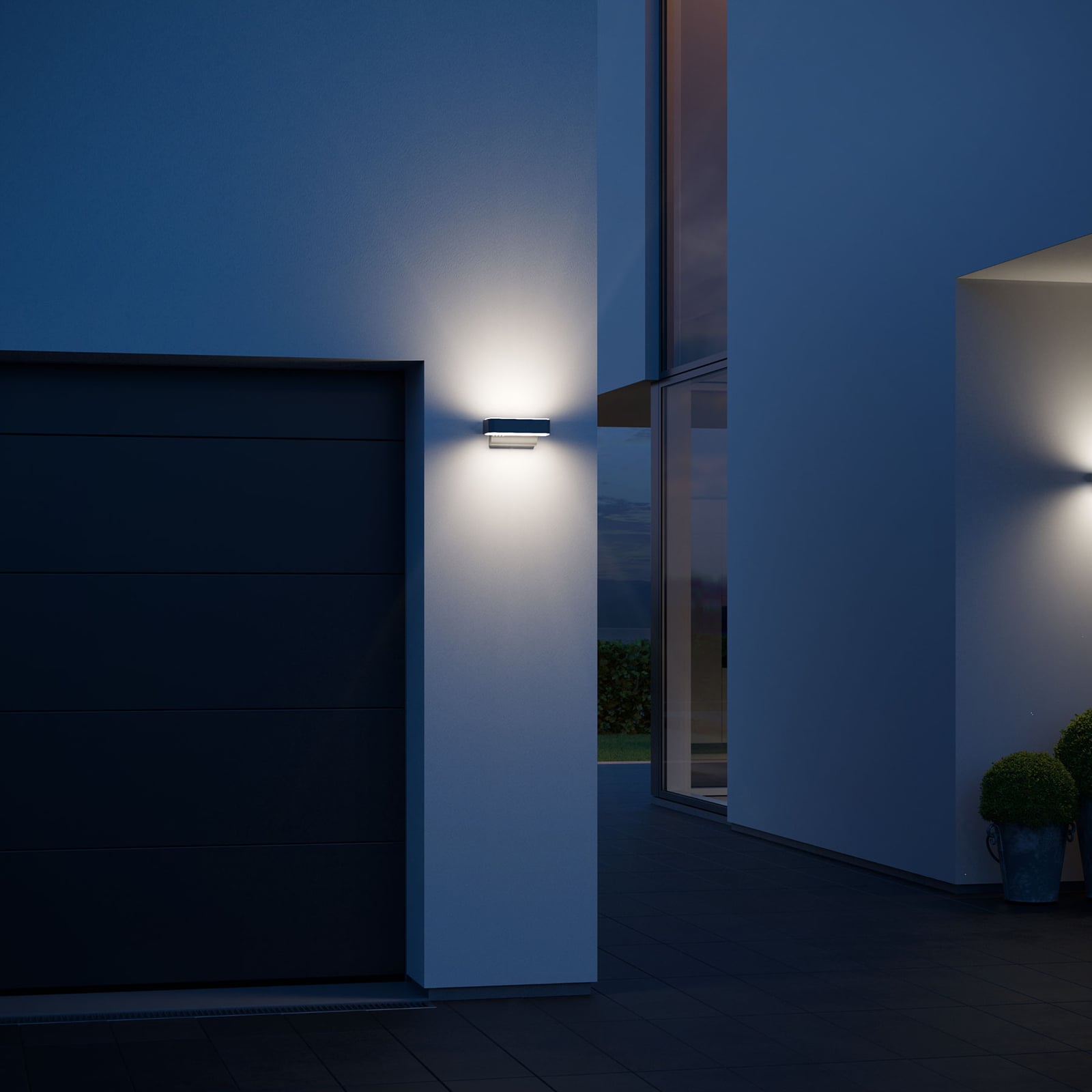 LED utevegglampe L 810 S med bevegelsessensor svart matt IP44 bakside