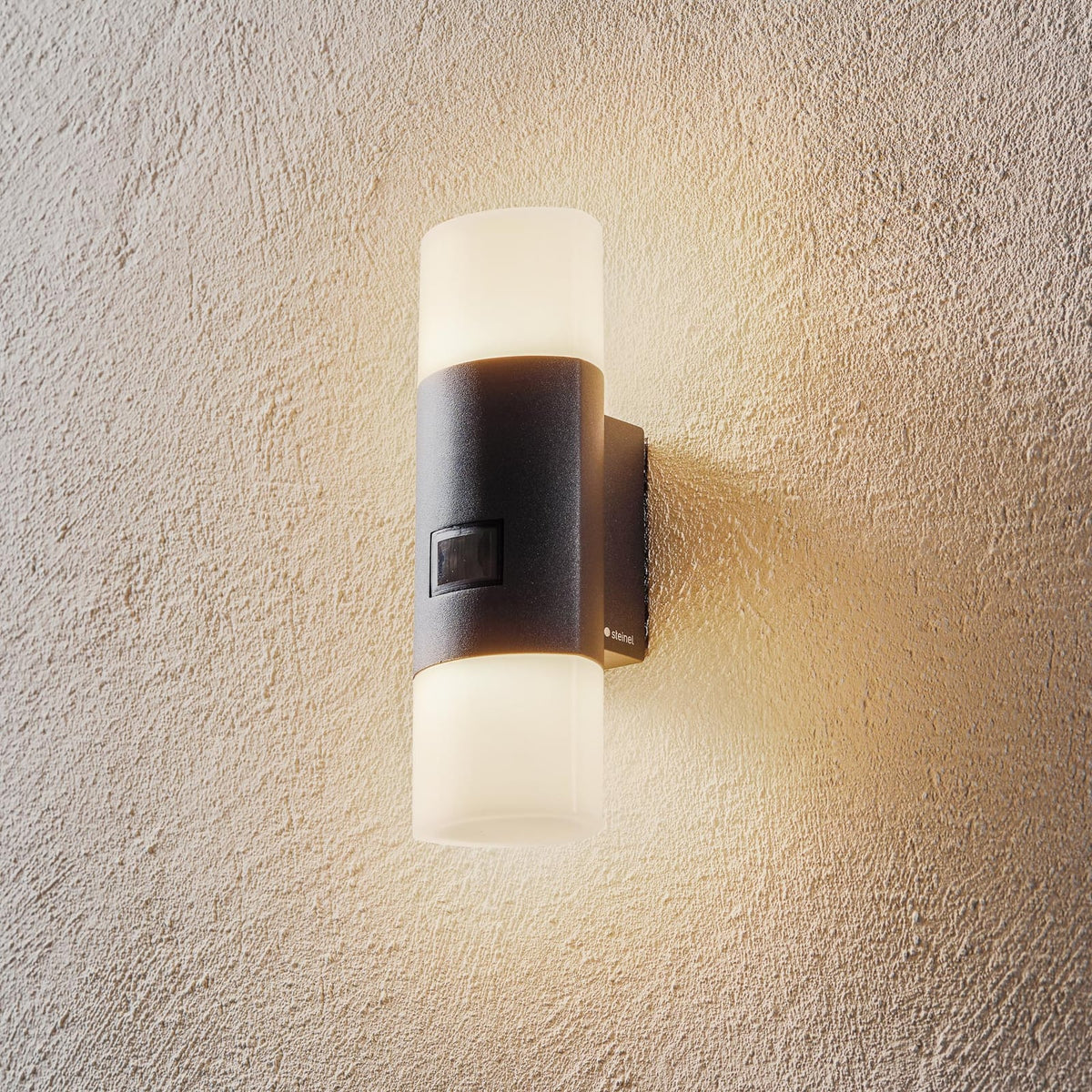 LED utevegglampe L 910 S med bevegelsessensor antrasitt IP44 forfra