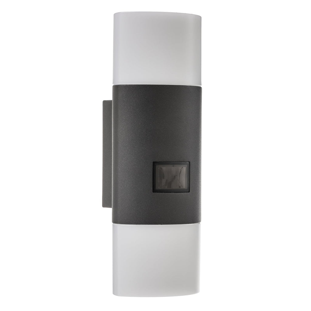 LED utevegglampe L 910 S med bevegelsessensor antrasitt IP44 montert på vegg