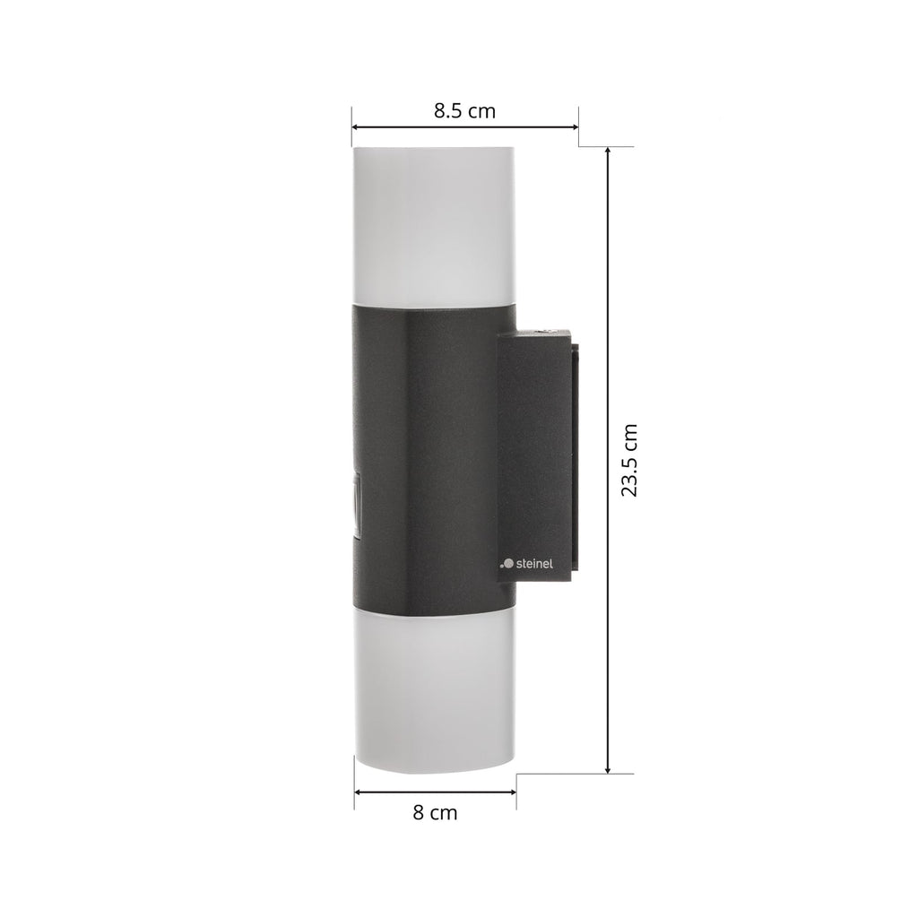 LED utevegglampe L 910 S med bevegelsessensor antrasitt IP44 med bevegelsessensor synlig