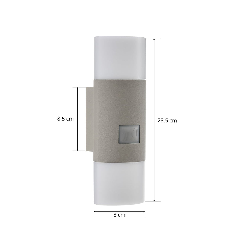 LED utevegglampe L 910 S med bevegelsessensor sølv installasjon