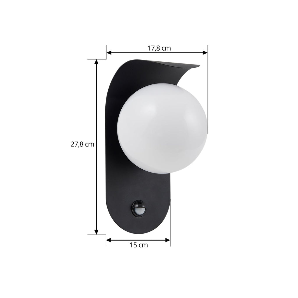 Nærbilde av bevegelsessensor på LED utevegglampe Lacie svart/hvit