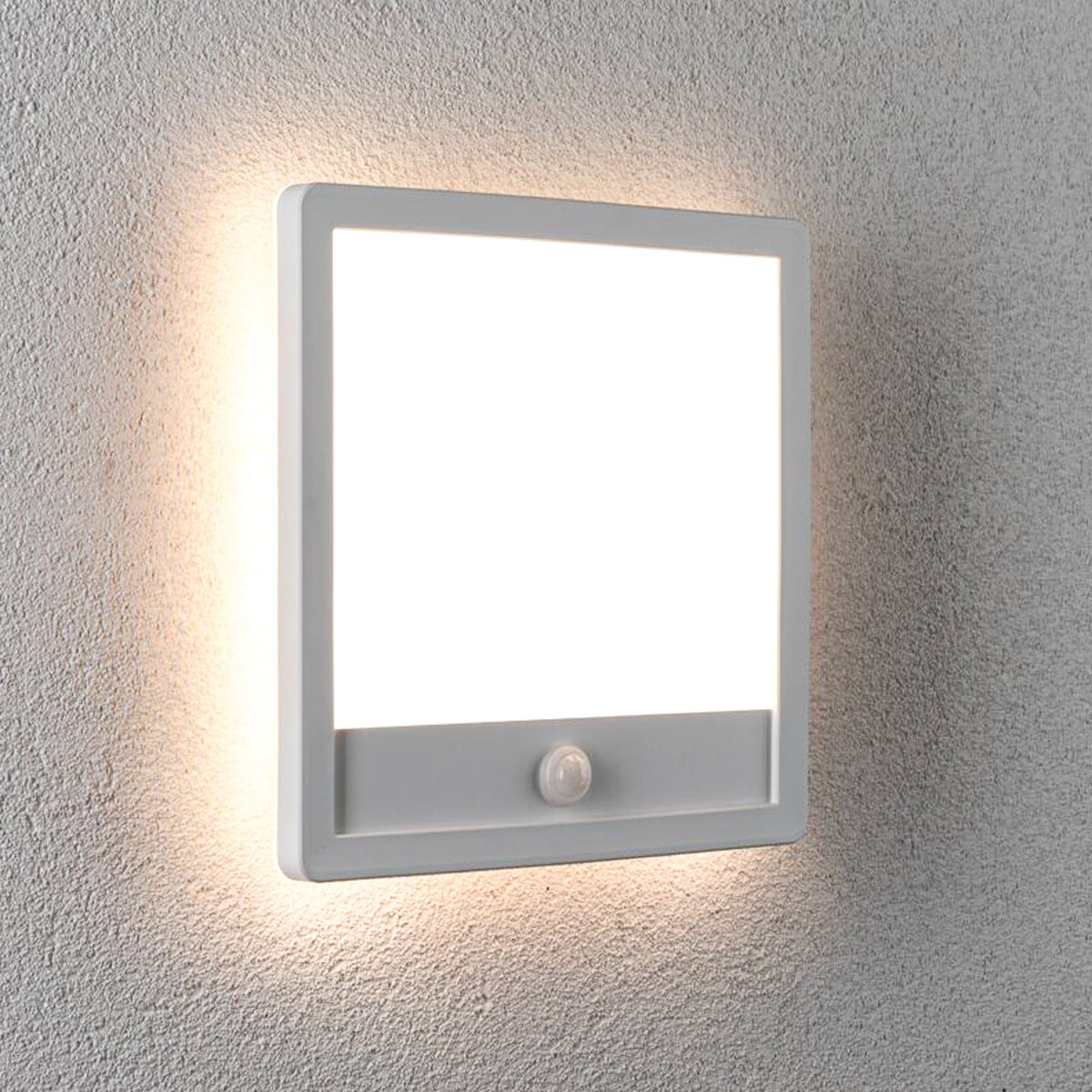Detaljbilde av bevegelsessensor på LED utevegglampe Lamina hvit Paulmann