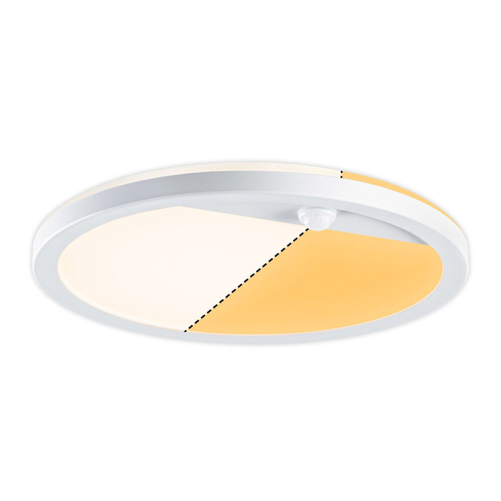 Bakside av LED utevegglampe Lamina rund CCT med bevegelsessensor hvit IP44