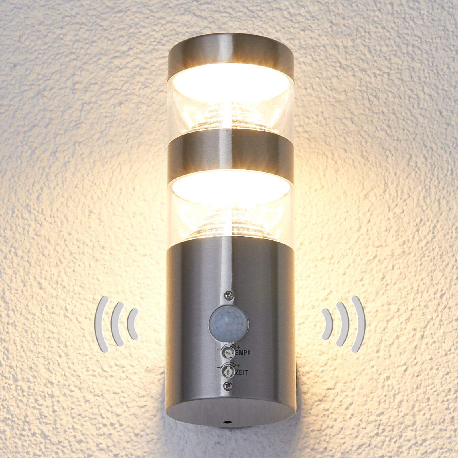 LED utevegglampe Lanea med bevegelsessensor detalj