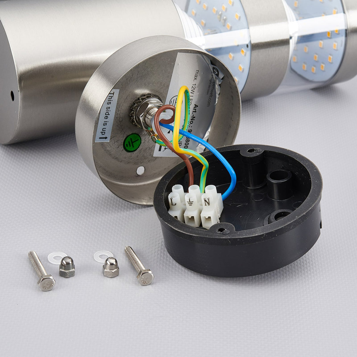 LED utevegglampe Lanea med bevegelsessensor sideprofil