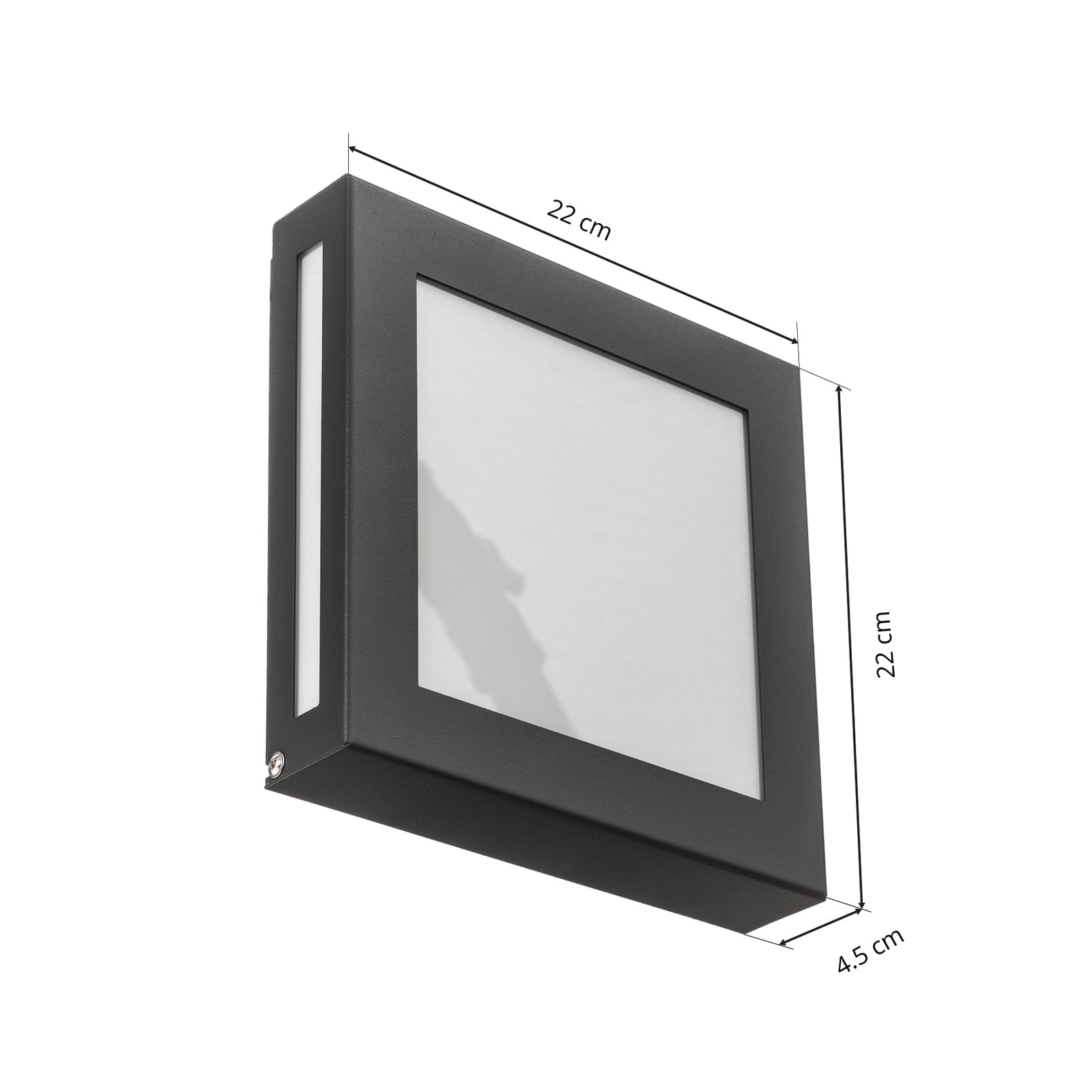 LED utevegglampe Legendo Mini rustfritt stål opalglass IP44 lysutslipp side