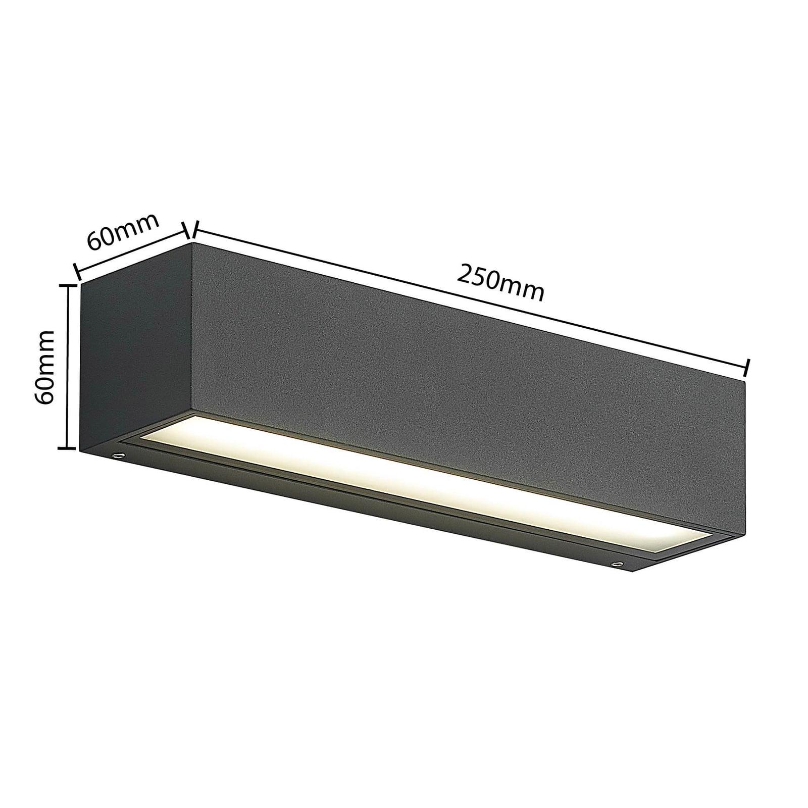 Montert LED utevegglampe Lengo 2-lys antrasitt 25 cm på husvegg
