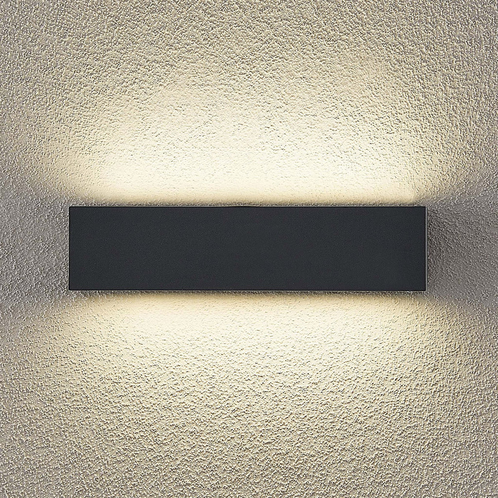 Sideprofil av LED utevegglampe Lengo 2-lys antrasitt 25 cm