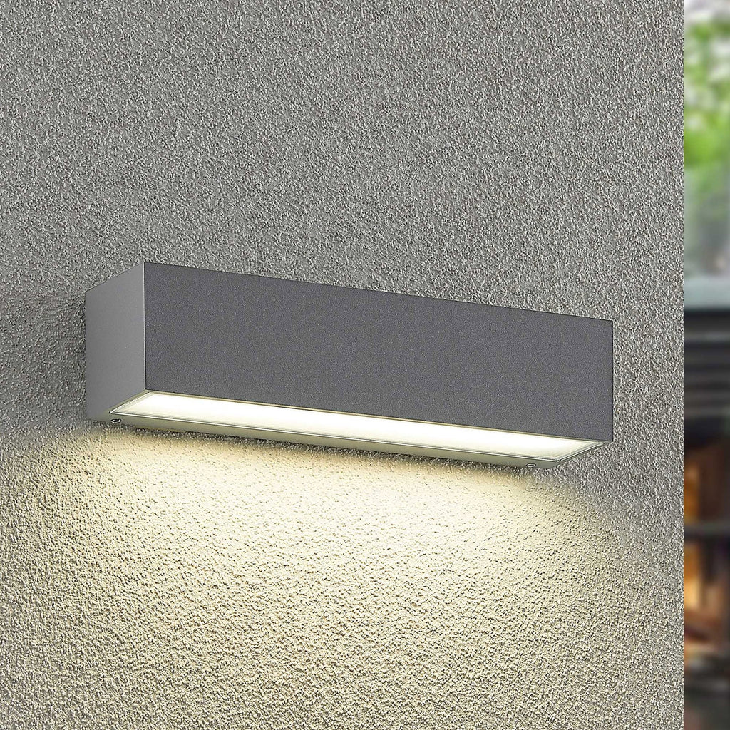 LED utevegglampe Lengo grå aluminium forfra