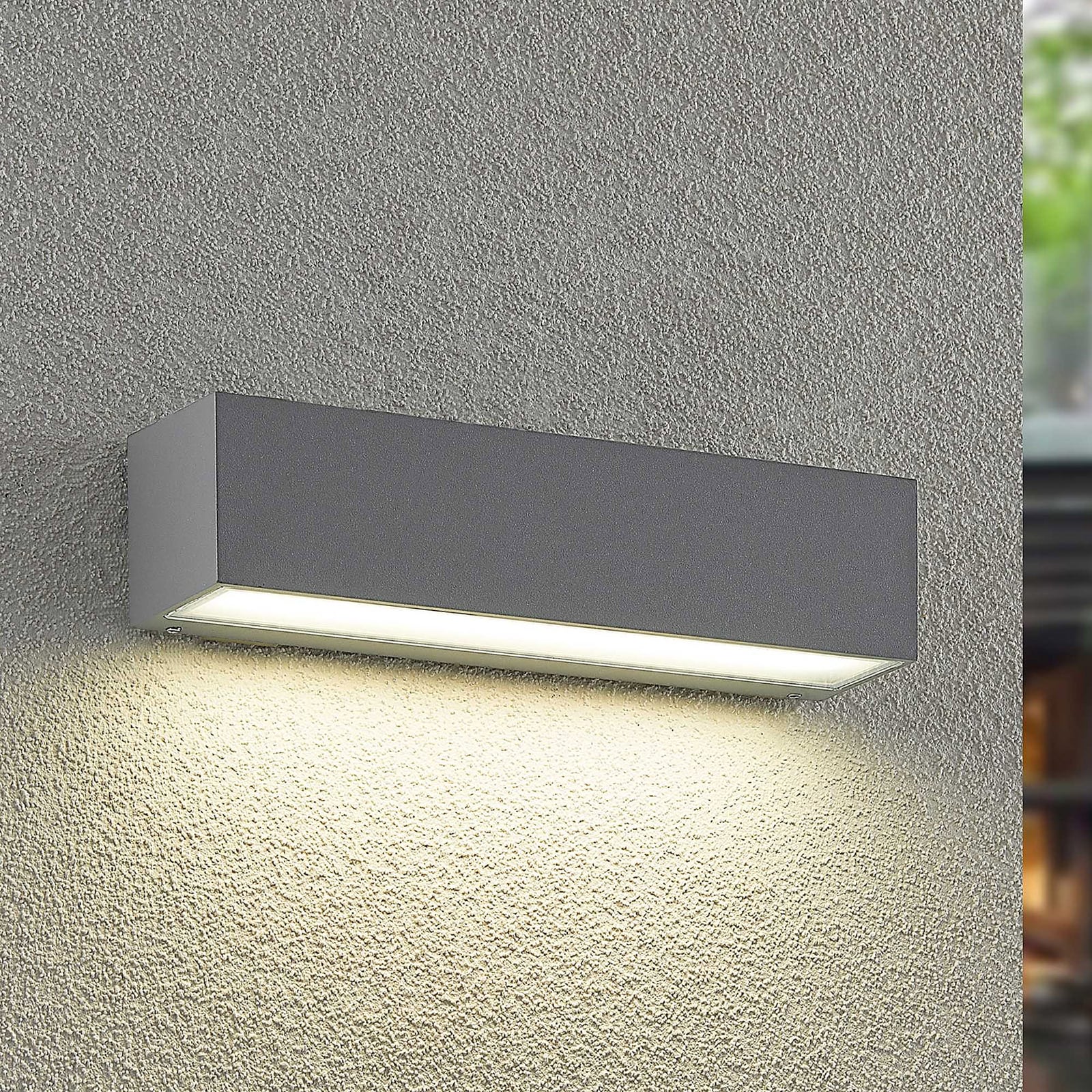 LED utevegglampe Lengo grå aluminium forfra