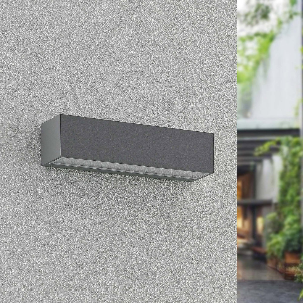 LED utevegglampe Lengo grå aluminium bakside