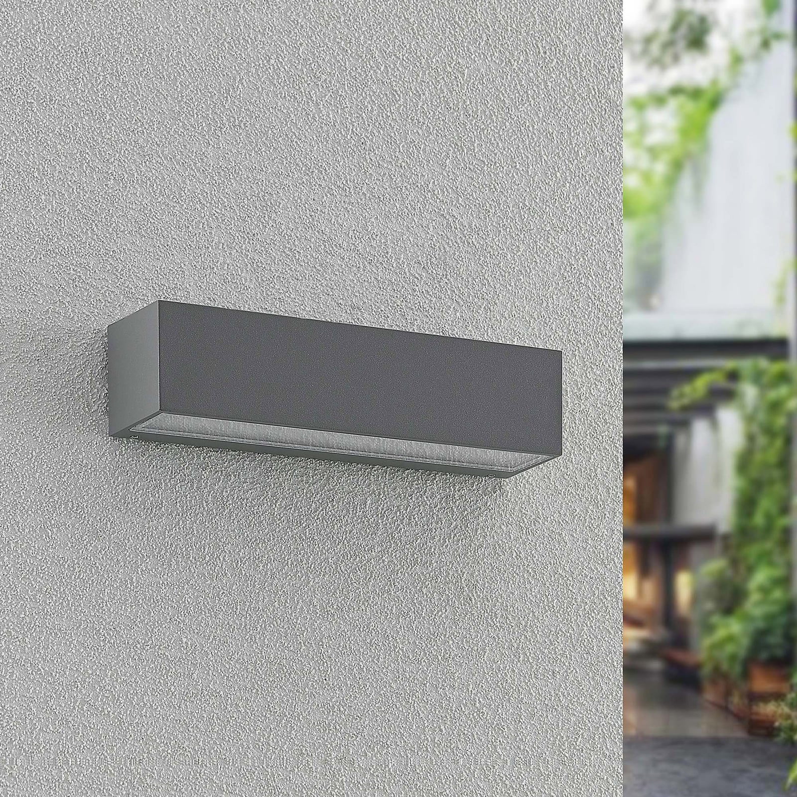 LED utevegglampe Lengo grå aluminium bakside