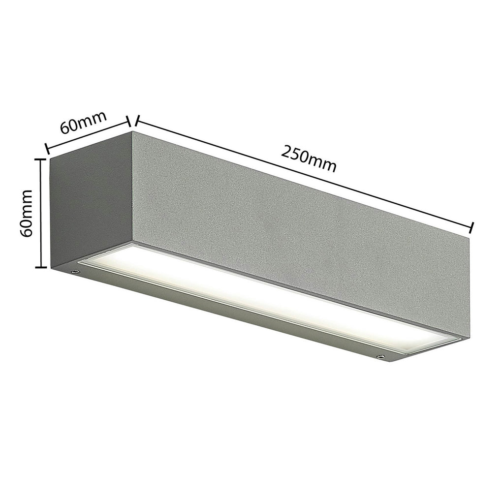 LED utevegglampe Lengo grå aluminium montert utendørs