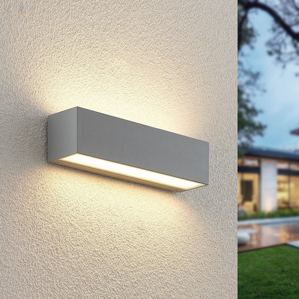 LED utevegglampe Lengo opp/ned sølv 25 cm IP65 18W forfra