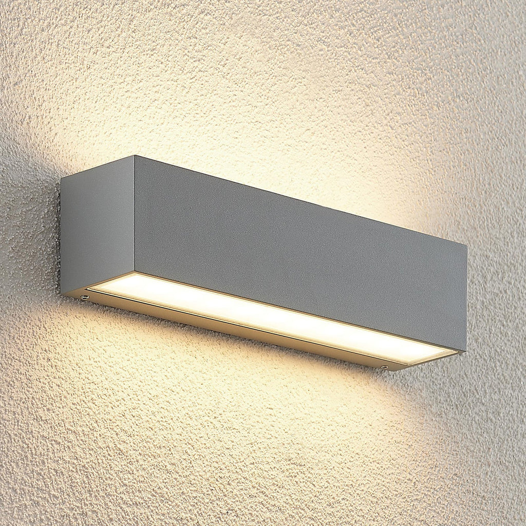 LED utevegglampe Lengo opp/ned sølv 25 cm IP65 18W bakside