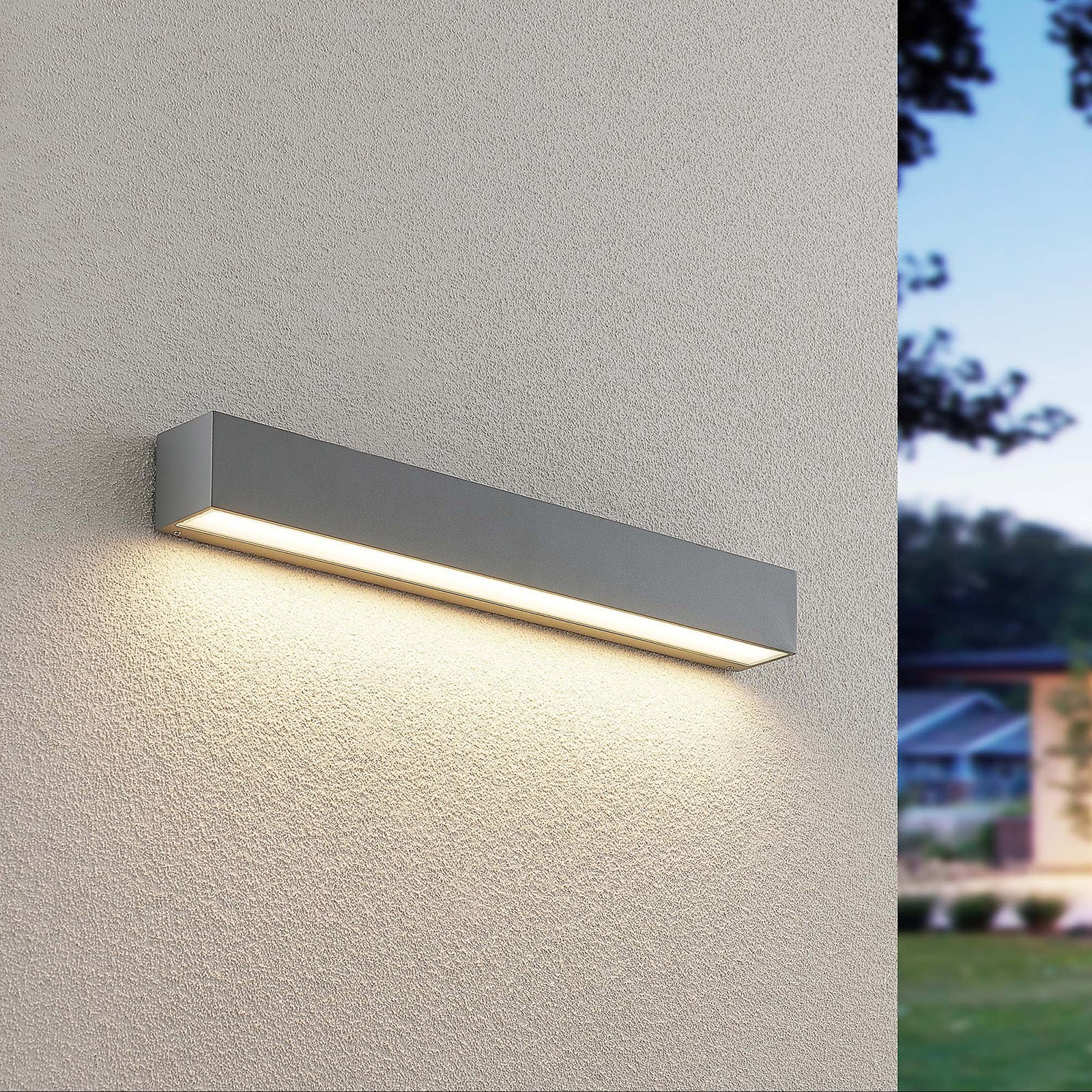 LED utevegglampe Lengo sølv 50 cm nedlys IP65 forfra