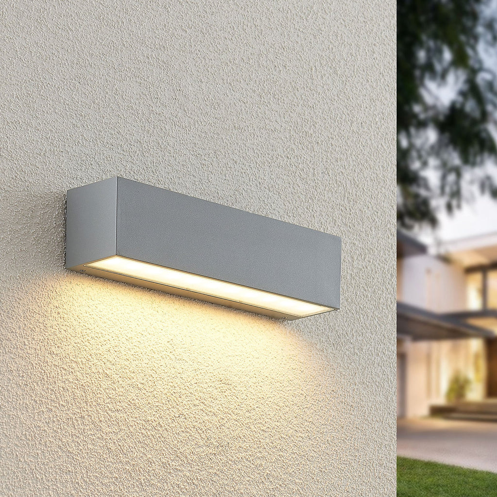 LED utevegglampe Lengo sølv nedlys forfra