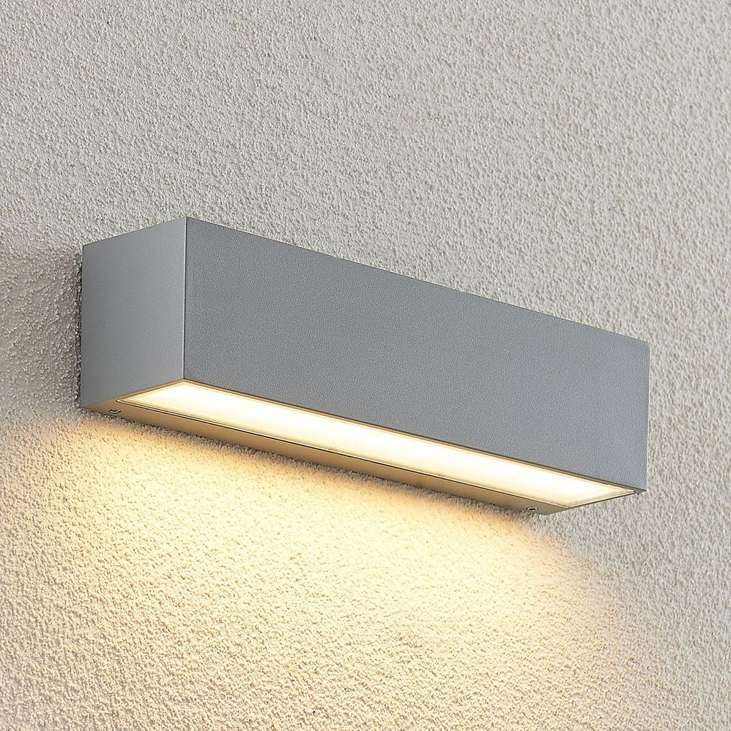 LED utevegglampe Lengo sølv nedlys bakside