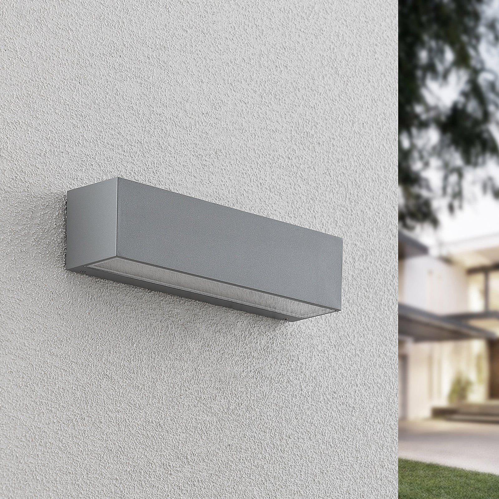 LED utevegglampe Lengo sølv nedlys detalj av glassdeksel