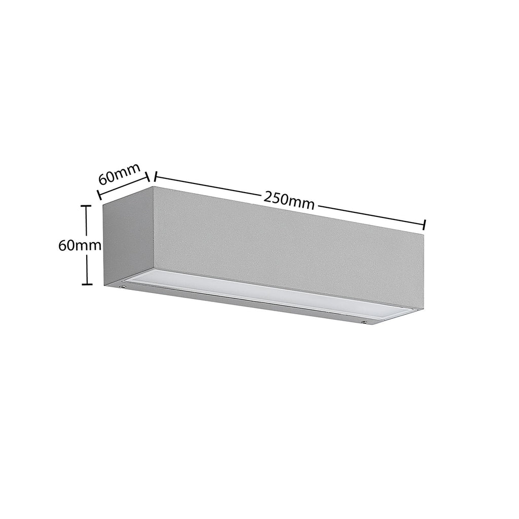 LED utevegglampe Lengo sølv nedlys sideprofil