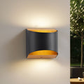 LED utevegglampe Lenore aluminium og teak forfra