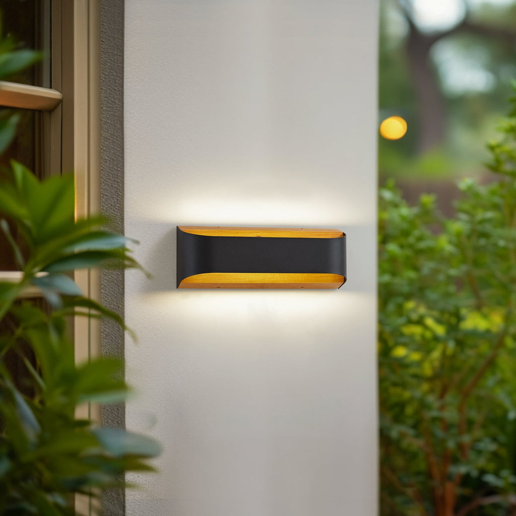 LED utevegglampe Lenore svart aluminium med tre bakside