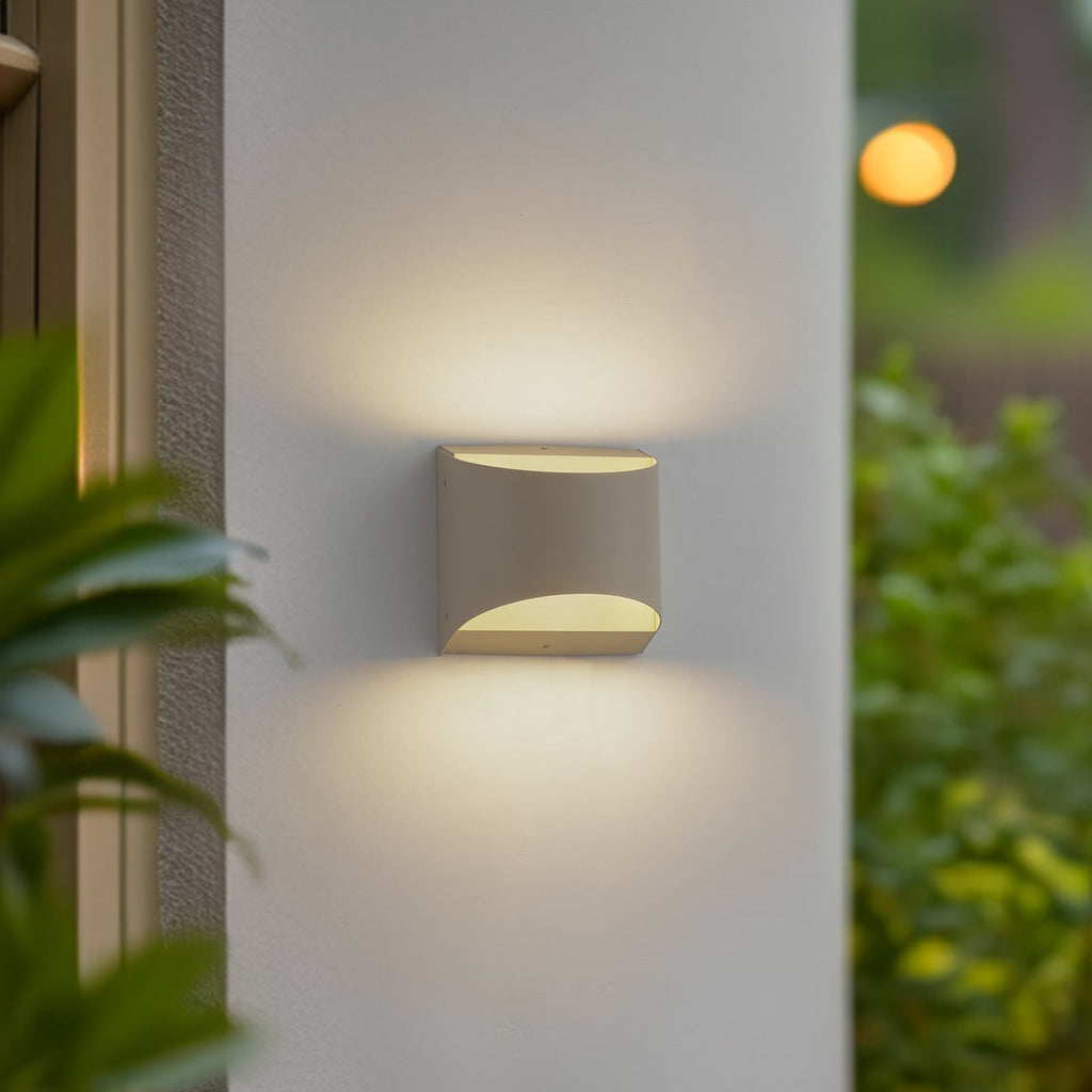 LED utevegglampe Lenore beige aluminium bakside