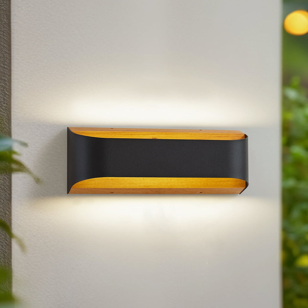 LED utevegglampe Lenore svart aluminium med tre forfra