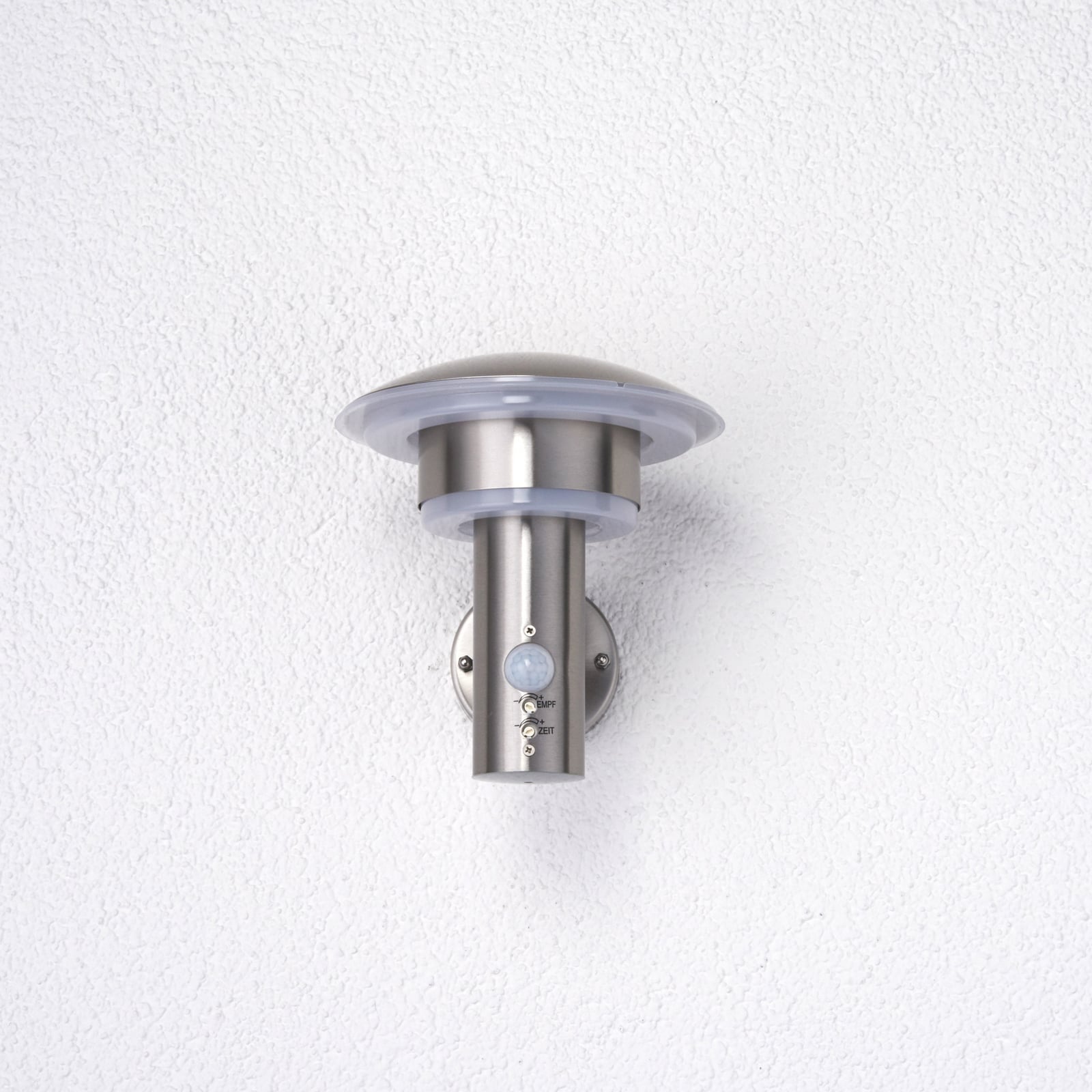 Montert LED utevegglampe Lillie med bevegelsessensor i rustfritt stål