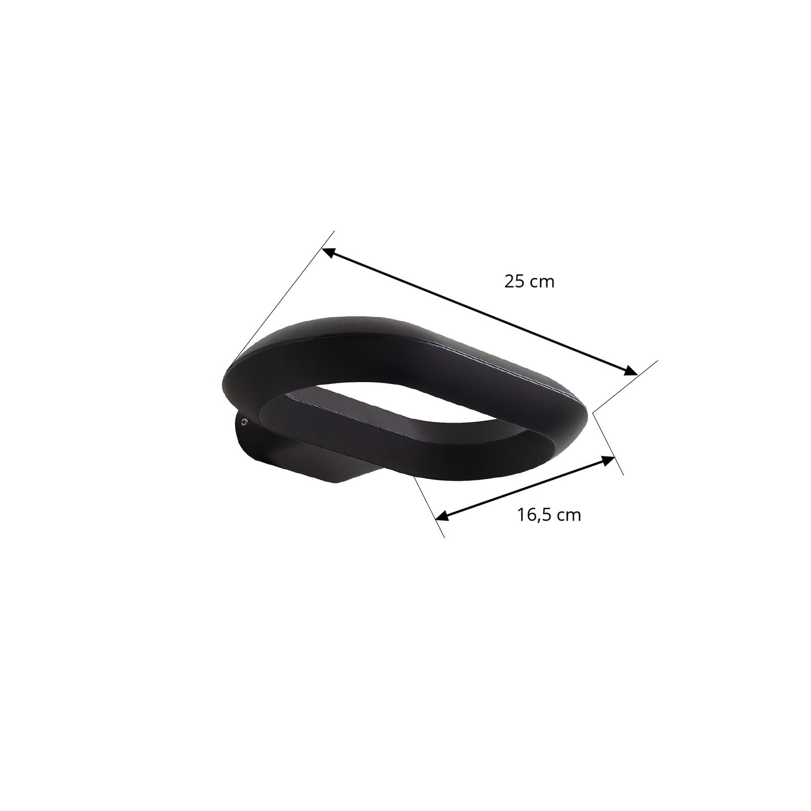 LED utevegglampe LOOP svart metall nærbilde